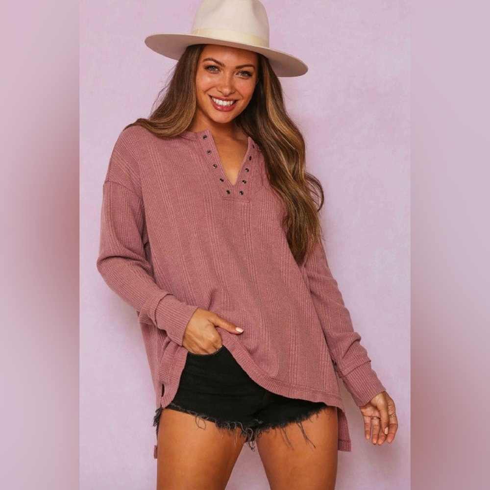 Women's Pink Long Sleeve Top